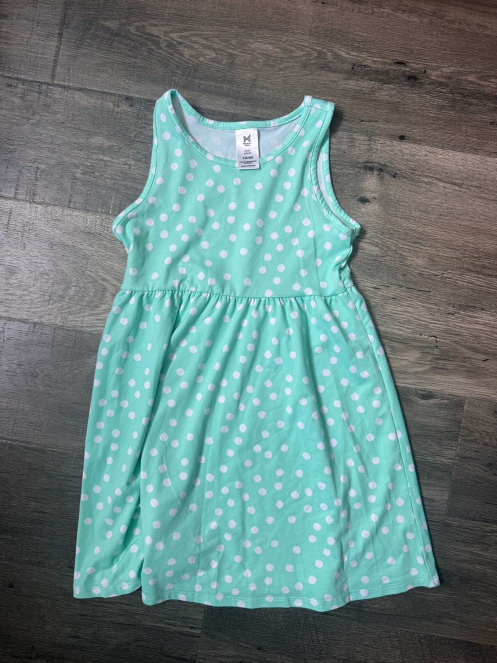 Girls' Mint Polka Dot Sleeveless Casual Dress
